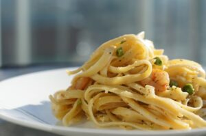Lemon Fettuccine Pasta Garlic Shrimps