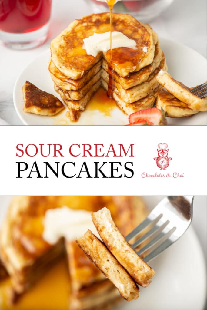A collage of sour cream pancake images.