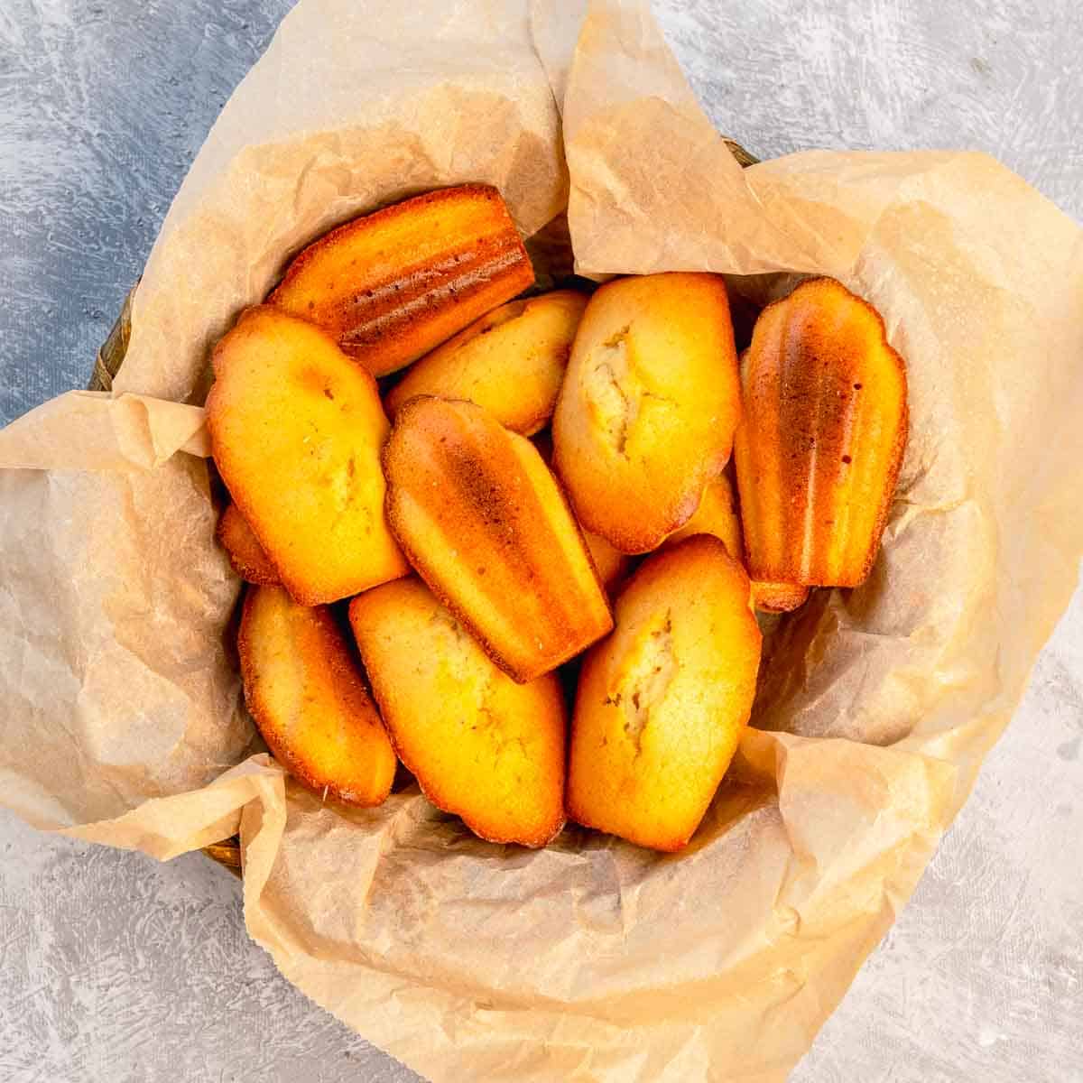 A bowl of honey madeleines.