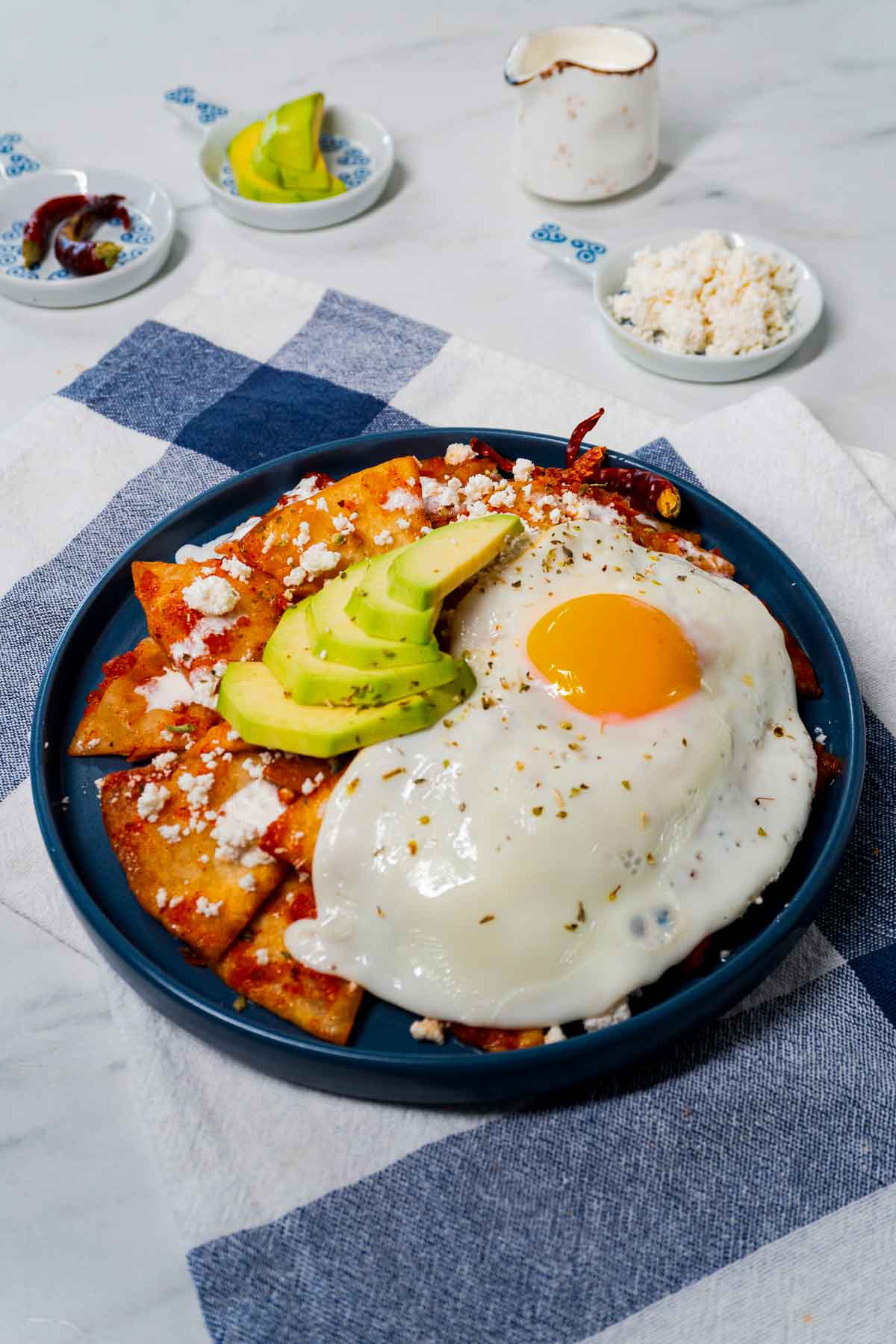 Mexican breakfast chilaquiles on a plate.